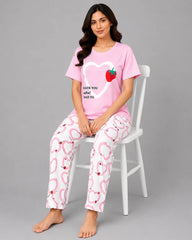 Heart & Berry Pajama Set - Pink