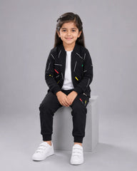Kids Zipper Winter Tracksuit - Black