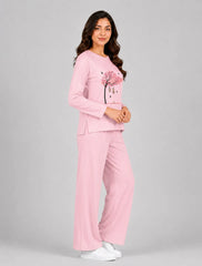Women Round Neck Lounge Wear | Spring Tree - Baby Pink