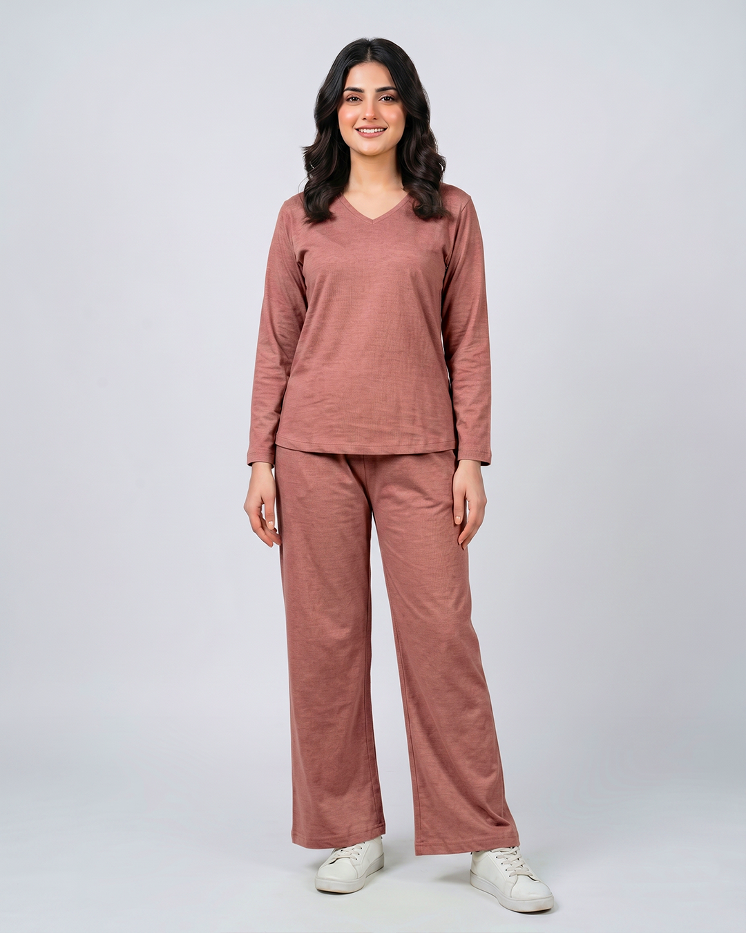 Women V Neck Lounge Wear - Rusty