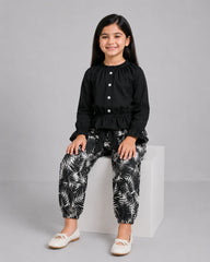 Nova Leaf Pajama Set - Black