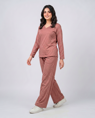 Women V Neck Lounge Wear - Rusty