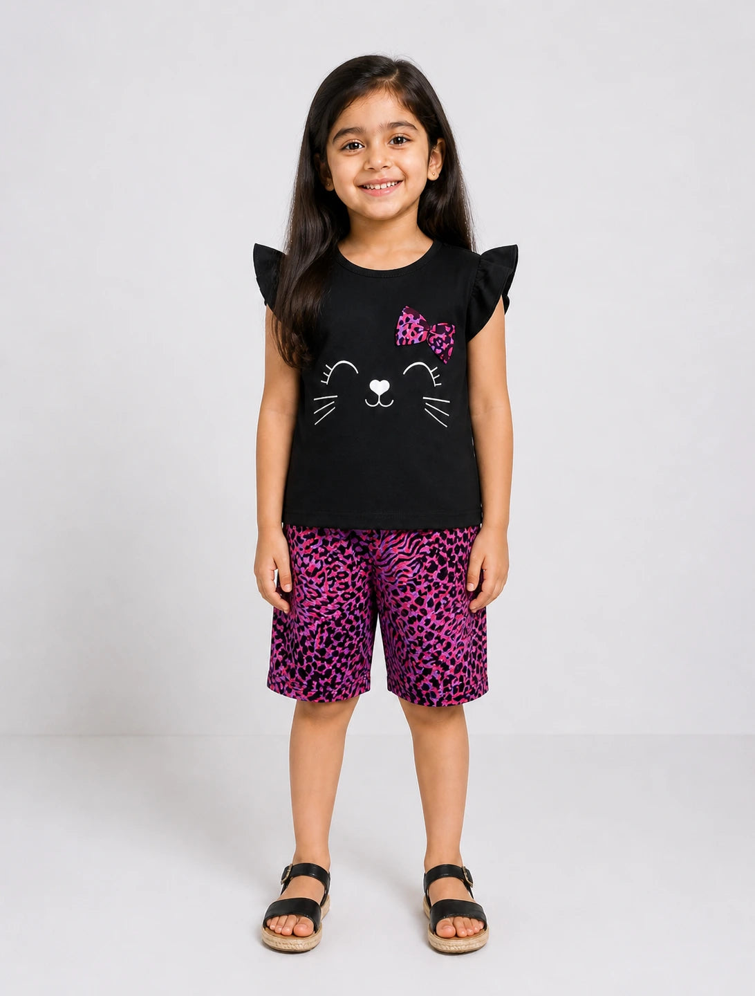 Mini Meow Short Set - Black