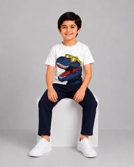 Cool Dino Pajama Set - Navy Blue