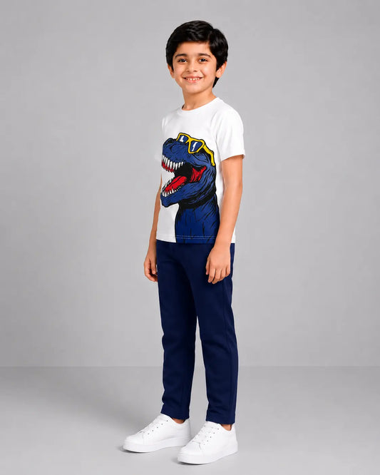 Cool Dino Pajama Set - Navy Blue