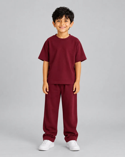 Drop Shoulder Co-Ord Set - Maroon
