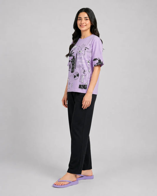Funky Style T-Shirt & Trouser | Purple