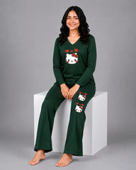 Women V-Neck Lounge Wear | Hello Kitty - Sherwood Green