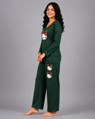 Women V-Neck Lounge Wear | Hello Kitty - Sherwood Green