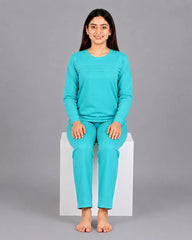 Elegant Pleat Pajama Set - Sky Blue