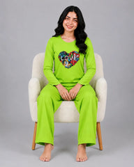 Women Round-Neck Lounge Wear | Love Color - Lemon Yellow