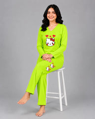 Women V-Neck Lounge Wear | Hello Kitty - Lemon Yellow