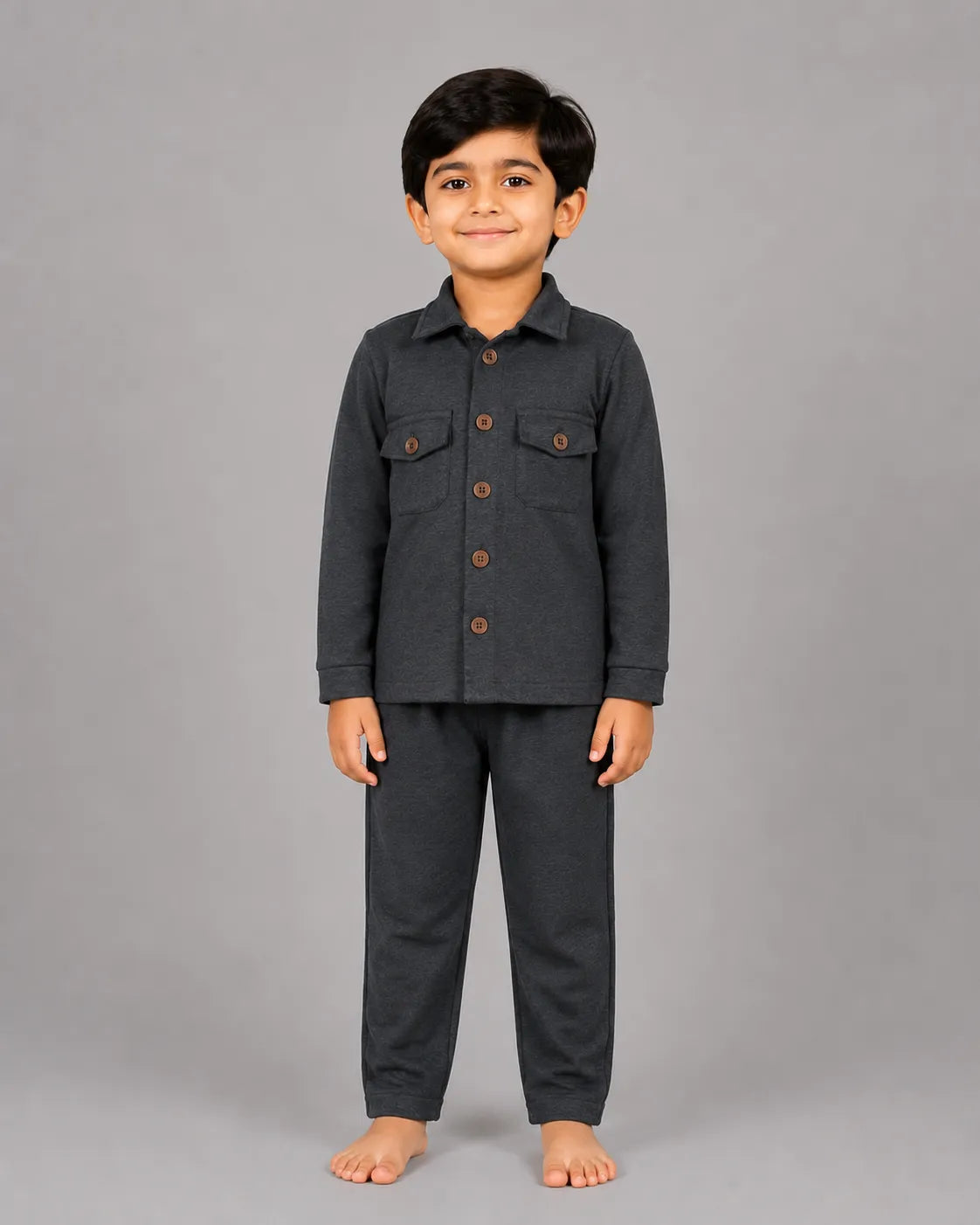 Mini Cargo Shirt Set - Grey