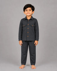 Mini Cargo Shirt Set - Grey
