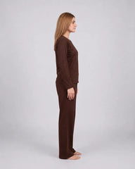Women Round-Neck Lounge Wear - Chocolate Brown