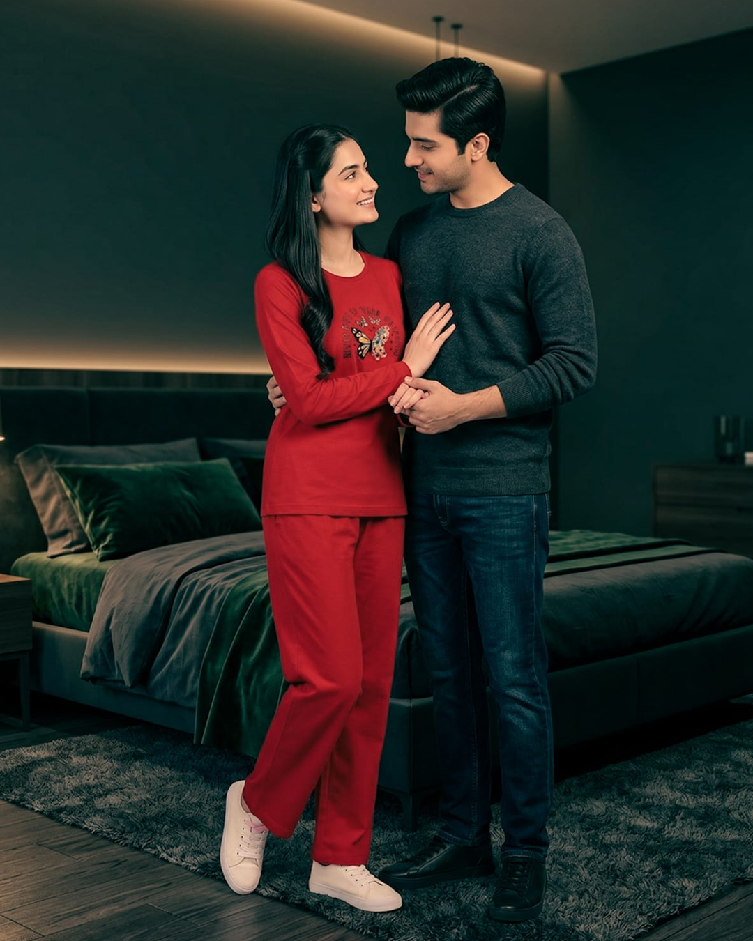 Women Round-Neck Lounge Wear | Never Give Up - Red