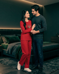 Women Round-Neck Lounge Wear | Never Give Up - Red