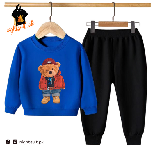 Blue Cute Bear Kids Sweatshirt & Pant