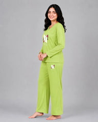 Women V-Neck Lounge Wear | BTS Flower - Lemon Yellow