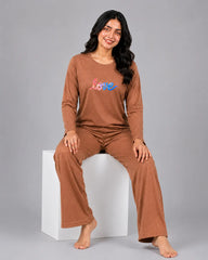 Women Round Neck Lounge Wear | Multi Love - Rusty
