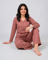 Women V Neck Lounge Wear - Rusty