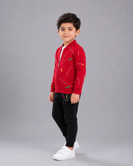 Kids Zipper Winter Tracksuit - Red