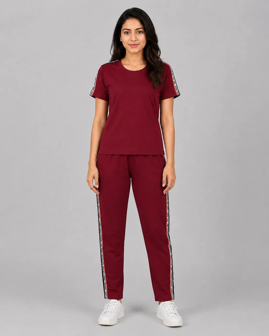 Red and White Striped Tracksuit