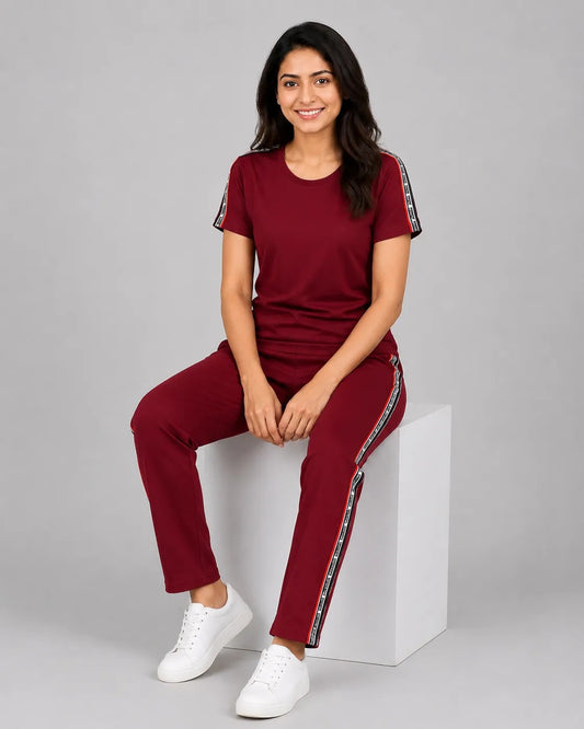 Red and White Striped Tracksuit