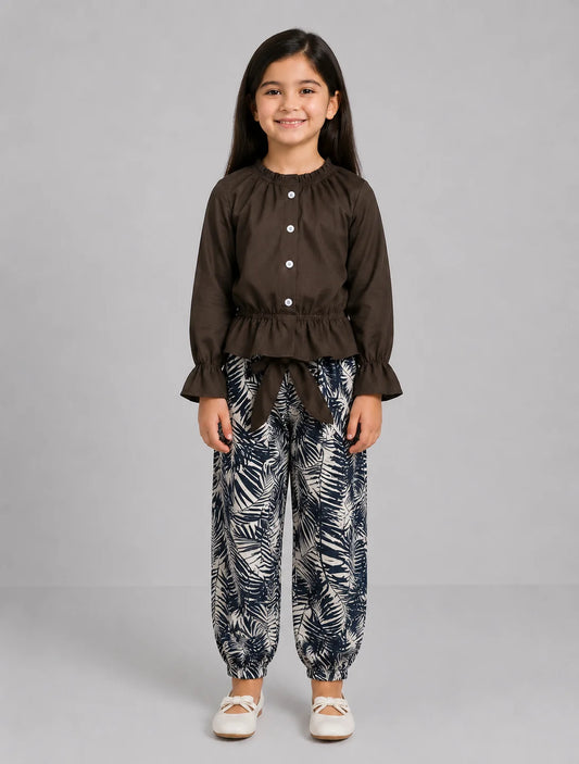 Nova Leaf Pajama Set - Dark Brown