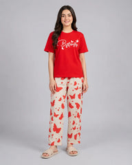 Red Butterfly Print Pajama Set