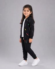 Kids Zipper Winter Tracksuit - Black