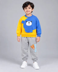 Kids Boss Winter Sweat Shirt Set - Yellow & Blue