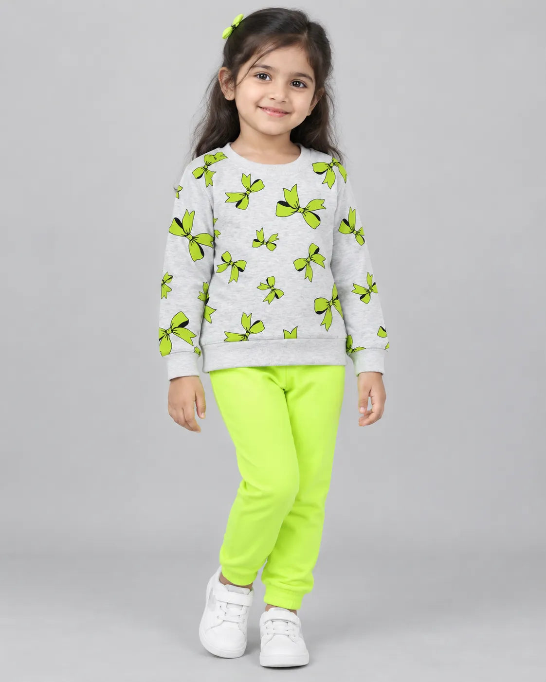 Flutter Wings Butterfly Fleece Set for Girls - Lime Green
