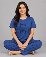 Love Sleep Woman Pajama Set - Blue