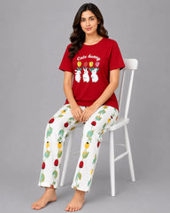 Tulip Bunny Dreams Pajama Set- Red