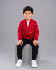 Kids Zipper Winter Tracksuit - Red