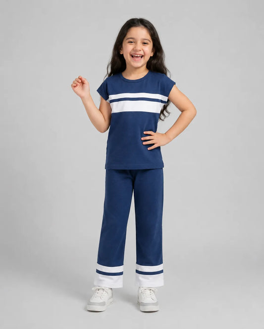 Girls Luxe Pajama Set - Navy Blue