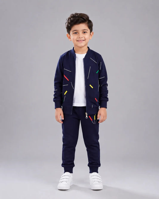 Kids Zipper Winter Tracksuit - Blue
