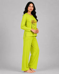 Women Round Neck Lounge Wear | Spring Tree - Lemon Yellow