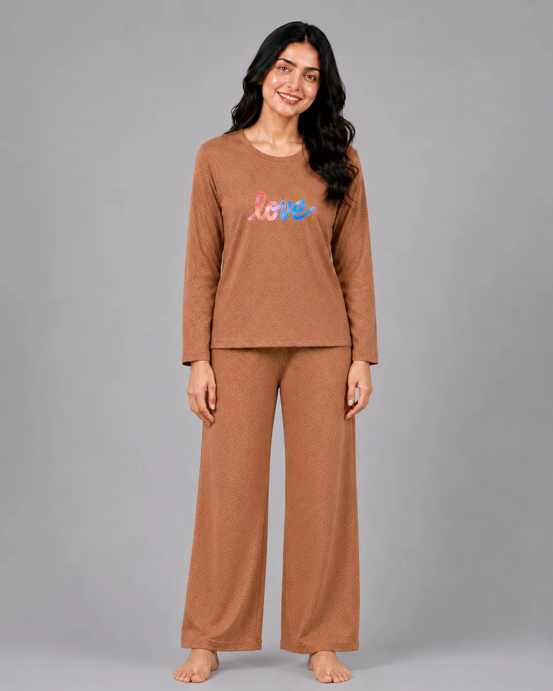 Women Round Neck Lounge Wear | Multi Love - Rusty