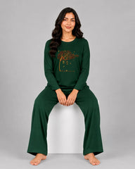 Women Round Neck Lounge Wear | Spring Tree - Sherwood Green