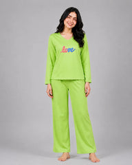 Women V-Neck Lounge Wear | Multi Love - Lemon Yellow