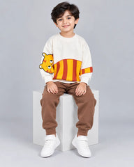 Meow Printed Kids Sweatshirt & Pant