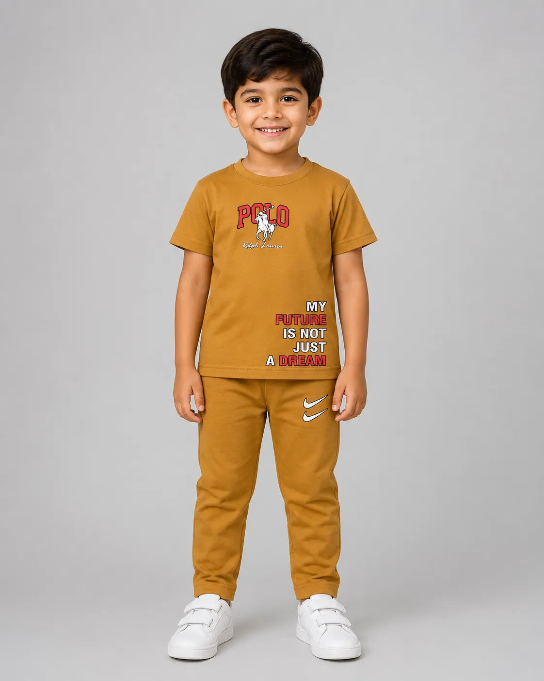 Kids Matching Set | Polo - Mustard