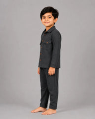 Mini Cargo Shirt Set - Grey