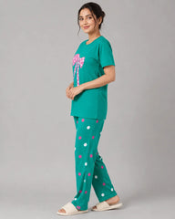 Polka Bow Night Suit - Green