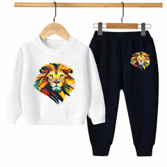 Kids Winter Sweat Shirt Set | Vibrant Lion Printed