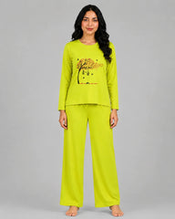 Women Round Neck Lounge Wear | Spring Tree - Lemon Yellow