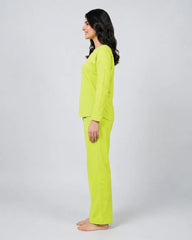 Women V Neck Lounge Wear - Lemon Yellow
