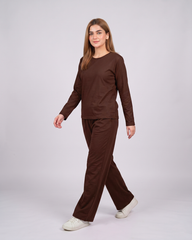 Women Round-Neck Lounge Wear - Chocolate Brown